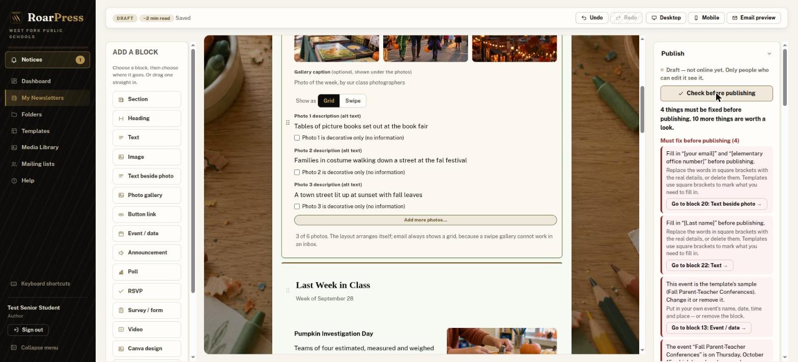 Check before publishing listing items that must be fixed